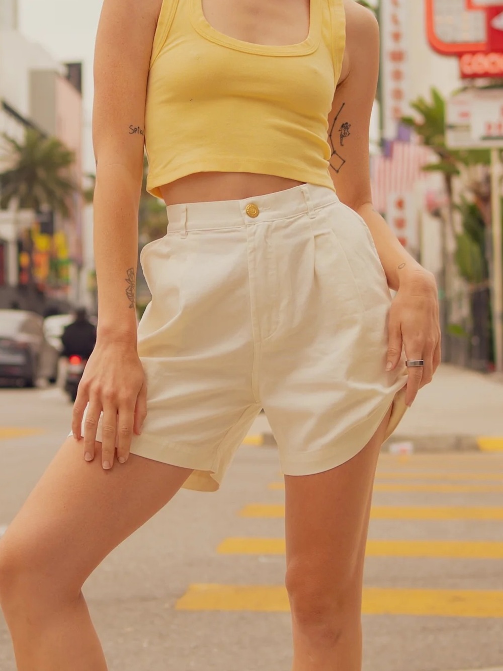 Big Bud Press Trousers Denim Shorts Ivory